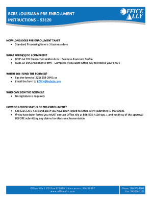 BCBS Louisiana Pre-Enrollment Form