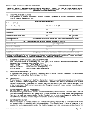 California Medi-Cal Dental Telecommunications Provider and Biller Application Agreement