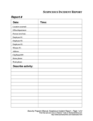 Suspicious Incident Report Form