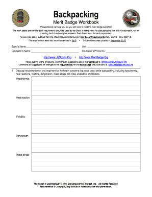 Backpacking Merit Badge Workbook