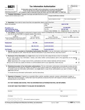 IRS Form 8821 Tax Information Authorization