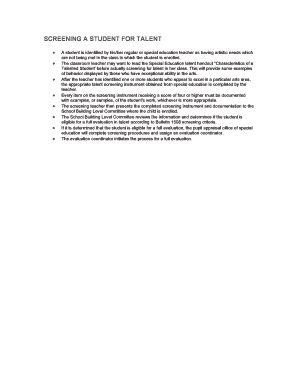 Student Talent Screening Form