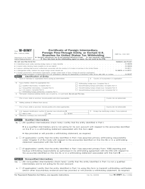 Form W-8IMY Certificate of Foreign Intermediary