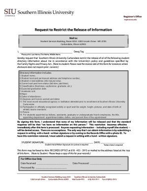 Request to Restrict the Release of Information