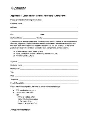 Cohabitation certificate sample - (CMN) Form US (PDF) - Atrium Consent Decree - Maquet