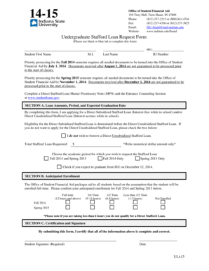 Undergraduate Stafford Loan Request Form