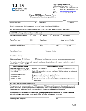Parent PLUS Loan Request Form