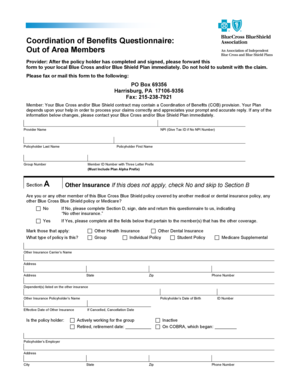 Coordination of Benefits Questionnaire