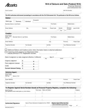 Federal Writ of Seizure and Sale