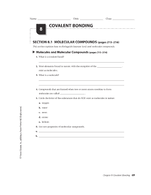 Covalent Bonding Worksheet