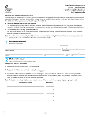 Coverdell ESA Excess Contribution Distribution Request