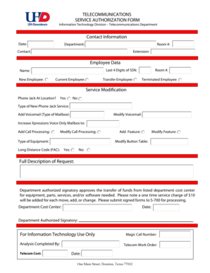Telecommunications Service Authorization Form