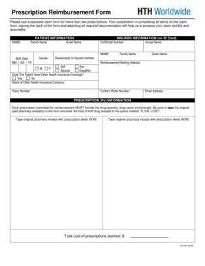 Prescription Reimbursement Form