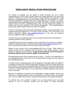 United Concordia Grievance Form