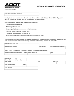 Medical Examiner Certificate