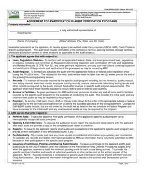 USDA GAP&GHP Audit Participation Agreement