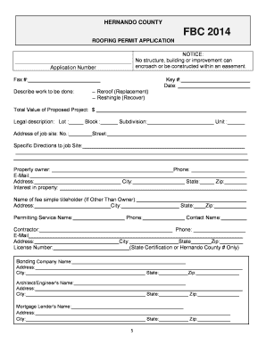 Hernando County Roofing Permit Application