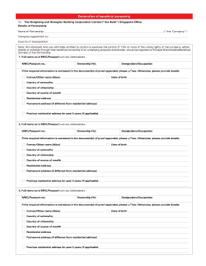 Declaration of Beneficial Ownership