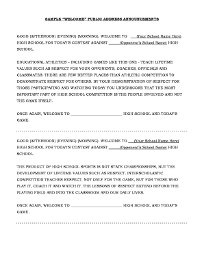 High School Sportsmanship Announcement Template