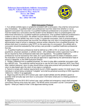 Delaware Concussion Protocol Form