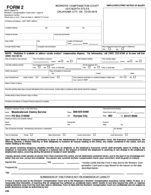 Oklahoma Employer's First Notice of Injury
