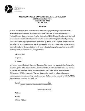 ASHA Photo Release Form