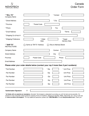 Canada Order Form