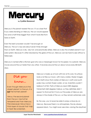 Mercury Worksheet