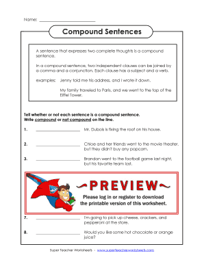Compound Sentences Worksheet