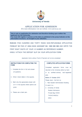 University of Venda Application for Admission