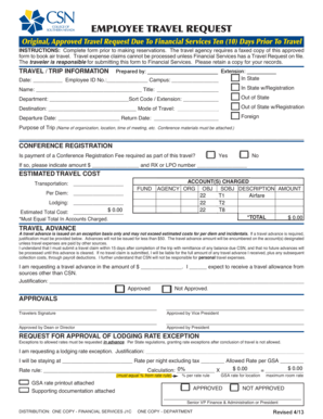 Employee Travel Request Form