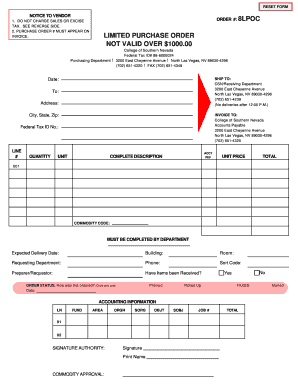 Purchase Order Notice to Vendor