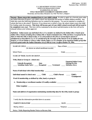 Title VII Student Eligibility Certification