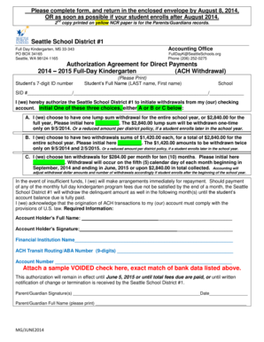 Authorization Agreement for Direct Payments