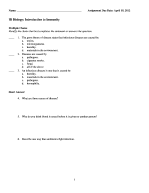 IB Biology Immunity Assignment