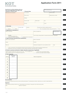 Denmark Application Form 2011