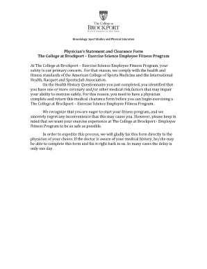 Physician's Statement and Clearance Form