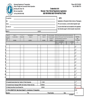 Minnesota Vehicle Registration Application