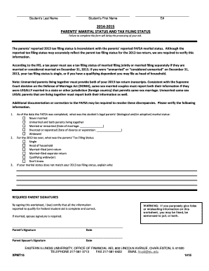 FAFSA Parent Marital Status Verification Form