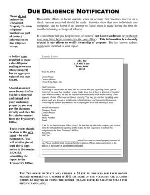 Due Diligence Notification Letter