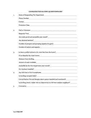 Unprotected Rating Questionnaire