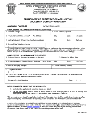California Branch Office Registration Application