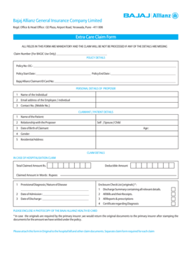 Bajaj Allianz Extra Care Claim Form
