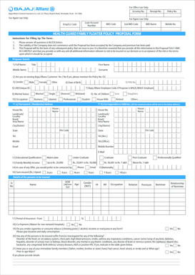 Health Guard Family Floater Policy Proposal Form