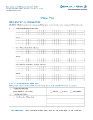 Contractor's All Risks Insurance Proposal Form