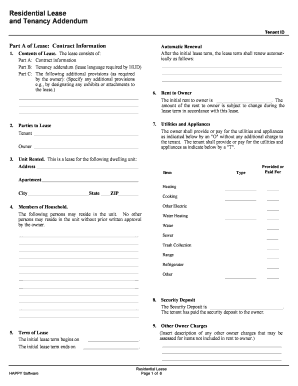 Residential Lease and Tenancy Addendum