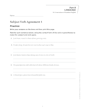 Subject-Verb Agreement 1 Practice - Macmillan/McGraw-Hill