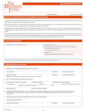 The BeeHive Fund Account Application