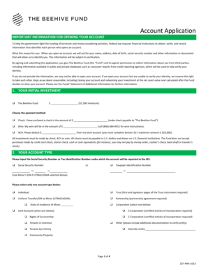 The BeeHive Fund Account Application