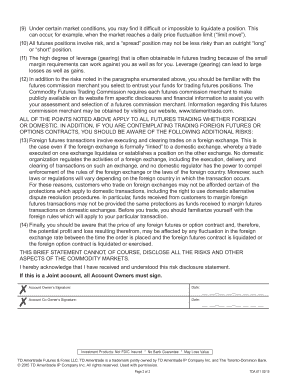 Risk Disclosure Statement for Futures Trading